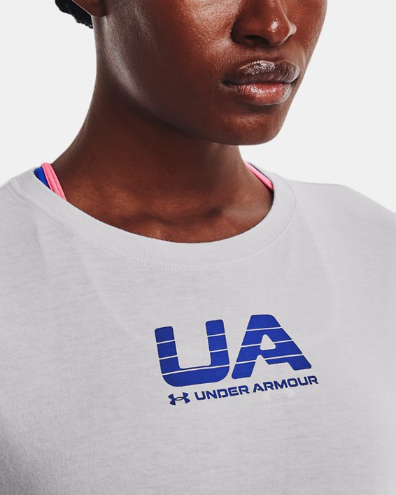 Women's UA Vintage Athletic Club Short Sleeve in Gray image number 3